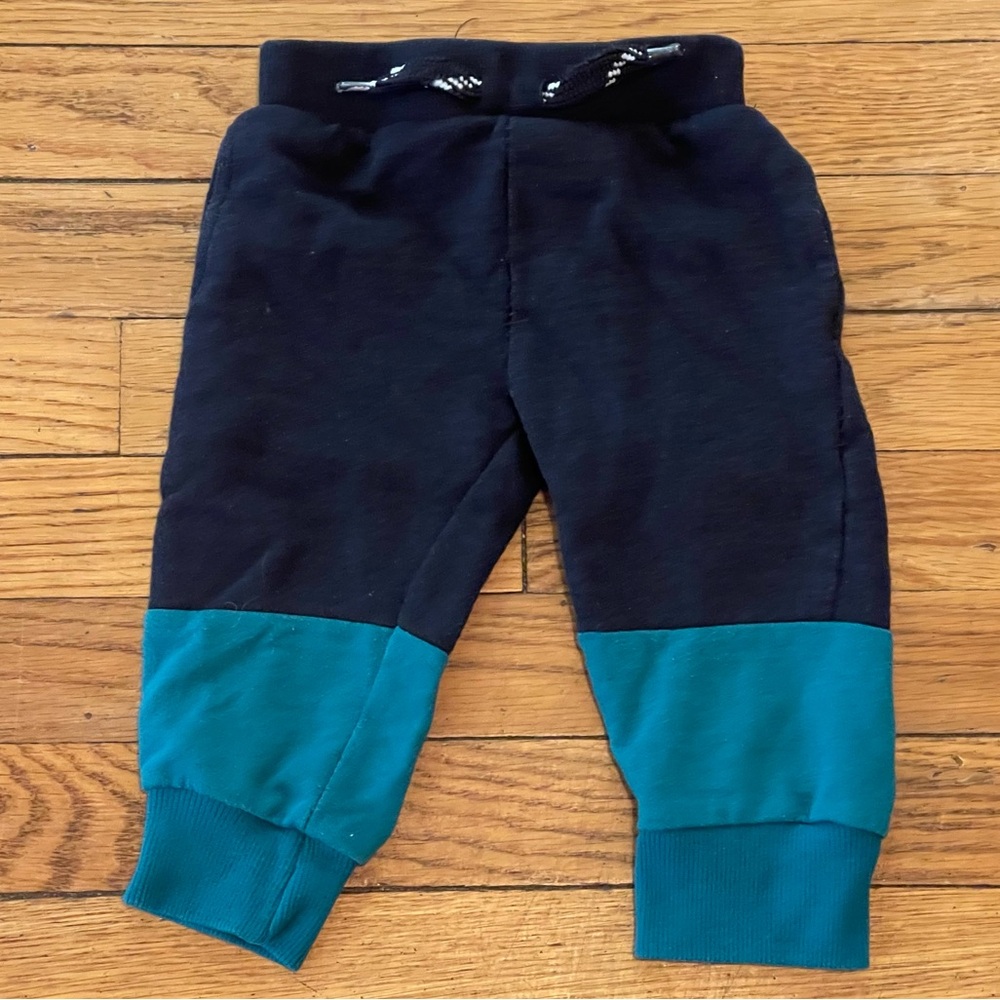 Blue Two-Tone Joggers with Elastic Waistband